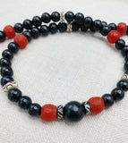 Men Necklace Beaded Jewelry Red Black White Fashion Statement Handmade Gift Ideas
