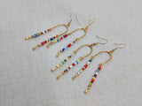 Gold Earrings Beaded Dangle Drop Women Long Colorful Glass Beads