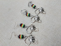 Silver Africa Earrings Elephant Rasta Jewelry Women Beaded