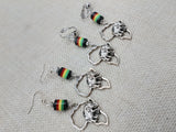 Silver Africa Earrings Elephant Rasta Jewelry Women Beaded
