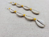 Cowrie Earring Yellow Summer Beaded Silver Women Jewelry Handmade Dangle