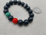 Pan African Bracelet Unisex Beaded Red Black Green Stretch Jewelry Handmade
