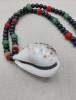 Large Cowrie Shell Men Necklace Jewelry Beaded Red Black Green Handmade African