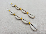 Cowrie Earring Yellow Summer Beaded Silver Women Jewelry Handmade Dangle