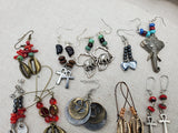 Women Earrings Afrocentric Ethnic Elephant Peace Ankh Set of 10 Wholesale Bulk Jewelry Silver Beaded