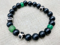 Bracelets Green Black Beaded Jewelry Ethnic Handmade Statement Gift Size 7.5 Inches