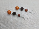 Women Earrings Beaded Ethnic Dangle Brown Orange Jewelry