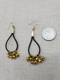 Black Leather Gold Accents Earrings Jingle Women Jewelry Handmade