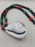 Large Cowrie Shell Men Necklace Jewelry Beaded Red Black Green Handmade African