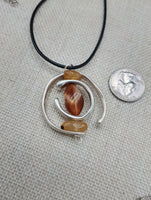 Women Jewelry Silver Stone Natural Citrine Necklace Handmade Black Cord