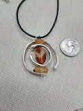 Women Jewelry Silver Stone Natural Citrine Necklace Handmade Black Cord