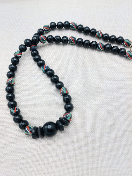 Men Necklace Pan African Inspired Jewelry Black Green Red Beaded
