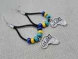 Silver Africa Earrings Dangle Blue Yellow Teal Jewelry Women