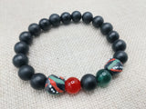 African Bracelet Pan African Jewelry Beaded Red Black Green Stretch