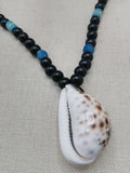 African Necklace Men Large Cowrie Shell Jewelry Black Blue Statement Beaded Ethnic