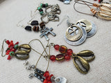 Women Earrings Afrocentric Ethnic Elephant Peace Ankh Set of 10 Wholesale Bulk Jewelry Silver Beaded