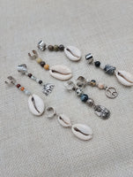 Locs Hair Jewelry Set of 8 Cowrie African Elephants Natural Stone Accessories Braids Twist Dreads Unisex