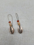 Cowrie Earrings Antique Gold Beaded Brown Long Women Jewelry