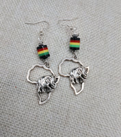 Silver Africa Earrings Elephant Rasta Jewelry Women Beaded