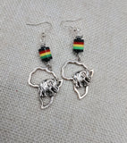 Silver Africa Earrings Elephant Rasta Jewelry Women Beaded