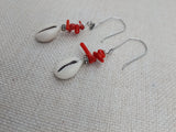 Silver Cowrie Earrings Red Beaded Jewelry Women Ethnic Unique Handmade