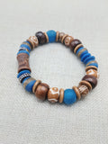 Men's Bracelets Blue Brown Beaded Stone Ethnic Jewelry Style