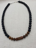 Men Beaded Necklace Black Brown Beaded Jewelry Handmade Gift Father's Day for Him
