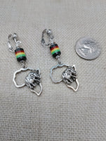 Silver Africa Earrings Elephant Rasta Jewelry Women Beaded