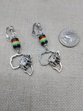 Silver Africa Earrings Elephant Rasta Jewelry Women Beaded