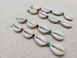 Women Earrings Beaded Jewelry Handmade Red Black Green Pan African Cowrie Long Dangle
