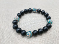 Unisex Bracelets Agate Stone Green Black Beaded Jewelry Ethnic Handmade Gift Ideas Size 7
