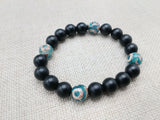 Unisex Bracelets Agate Stone Green Black Beaded Jewelry Ethnic Handmade Gift Ideas Size 7