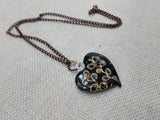 Women's Murano Heart Necklace Gold Black Copper Jewelry Glass Chain Gift Ideas