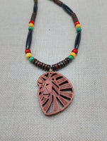 Lion Necklace Wooden Leo the Lions Jewelry Beaded Red Yellow Green Unisex