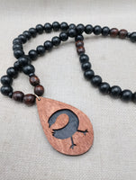Wooden Sankofa Necklace African Adinkra Black Brown Beaded Men Women Gift Idea