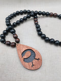 Wooden Sankofa Necklace African Adinkra Black Brown Beaded Men Women Gift Idea