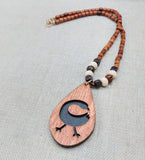 African Sankofa Bird Necklace Women Jewelry Beaded Black Wooden
