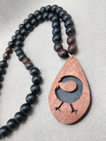 Wooden Sankofa Necklace African Adinkra Black Brown Beaded Men Women Gift Idea