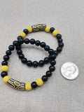 Bracelet Beaded Unisex Jewelry Size 7 Ethnic Statement Gift Ideas Yellow Black Brown
