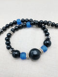 Men Necklace Black Blue White Beaded Jewelry Handmade Ethnic Statement
