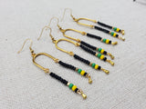 Jamaica Earrings Women Gold Long Beaded Jewelry Handmade Beaded Green Yellow Black