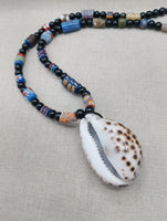 Large Cowrie Shell Necklace Whole African Krobo Beads Jewelry Men Black Blue