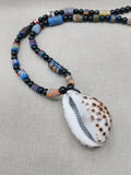 Large Cowrie Shell Necklace Whole African Krobo Beads Jewelry Men Black Blue