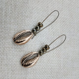 Cowrie Earrings Antique Gold Beaded Long Women Jewelry