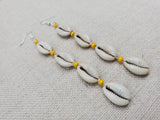 Cowrie Earring Yellow Summer Beaded Silver Women Jewelry Handmade Dangle