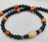Men Necklace Black Brown Beaded Jewelry Handmade Statement Ethnic