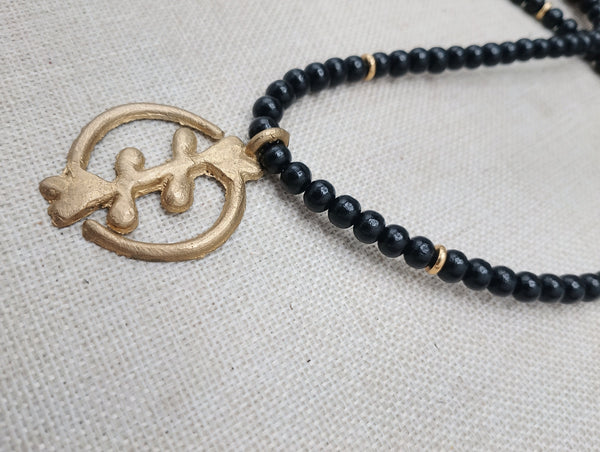 African Adinkra Gye Nyame Necklace Black Brass Jewelry Unisex