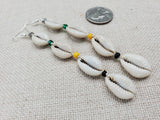 Jamaica Earrings Cowrie Beaded Yellow Green Black Beaded Women Jewelry