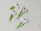 Summer Green Earrings Beaded Cowrie Women Silver Dangle Jewelry