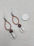 Cowrie Earrings Women Dangle Jewelry Brown Beaded Ethnic Handmade